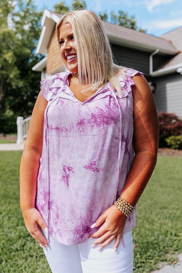 Sweet On Summer Tie Dye Shift Top in Purple Curves Product Image