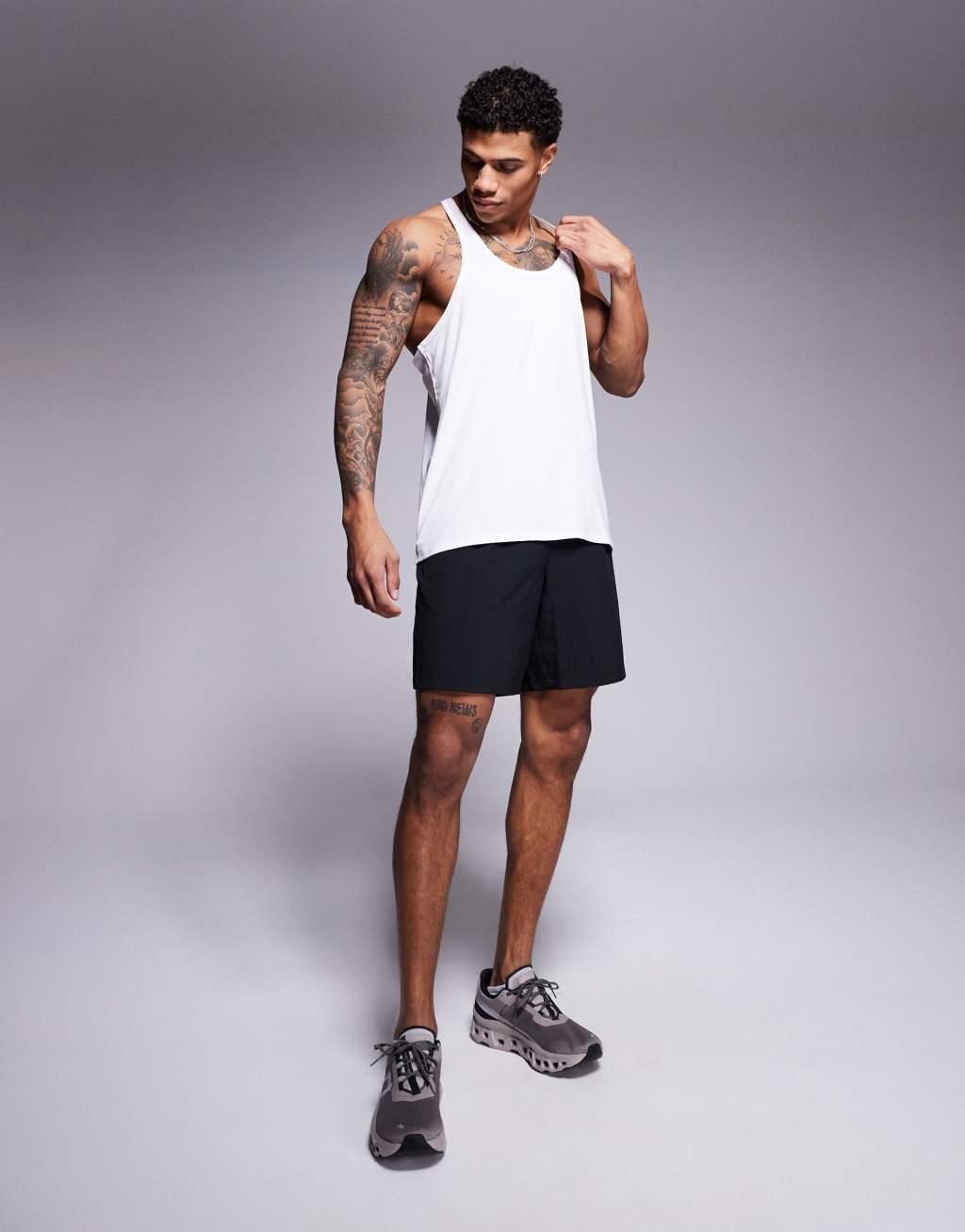 ASOS 4505 Icon performance jersey quick dry stringer tank top in white Product Image