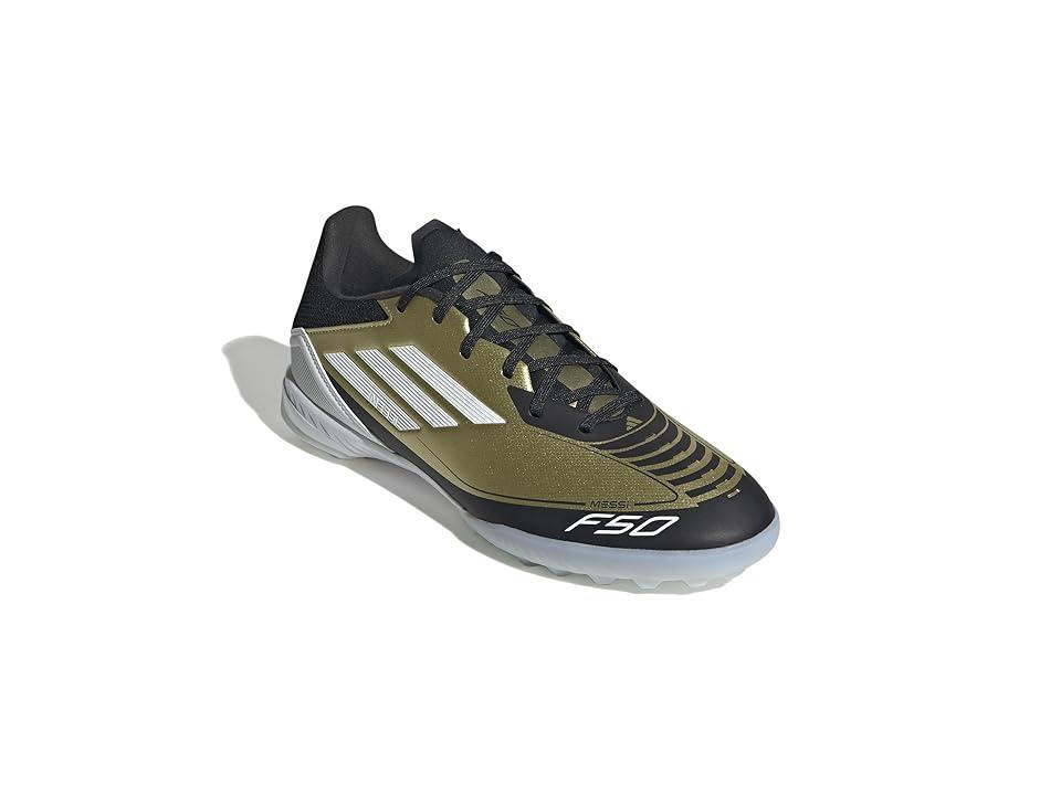 adidas F50 League Turf Messi (Gold Metallic/White Men's Soccer Shoes Product Image