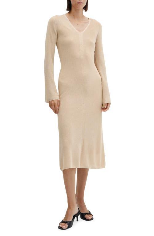 MANGO - Lurex knit midi dress goldWomen Product Image