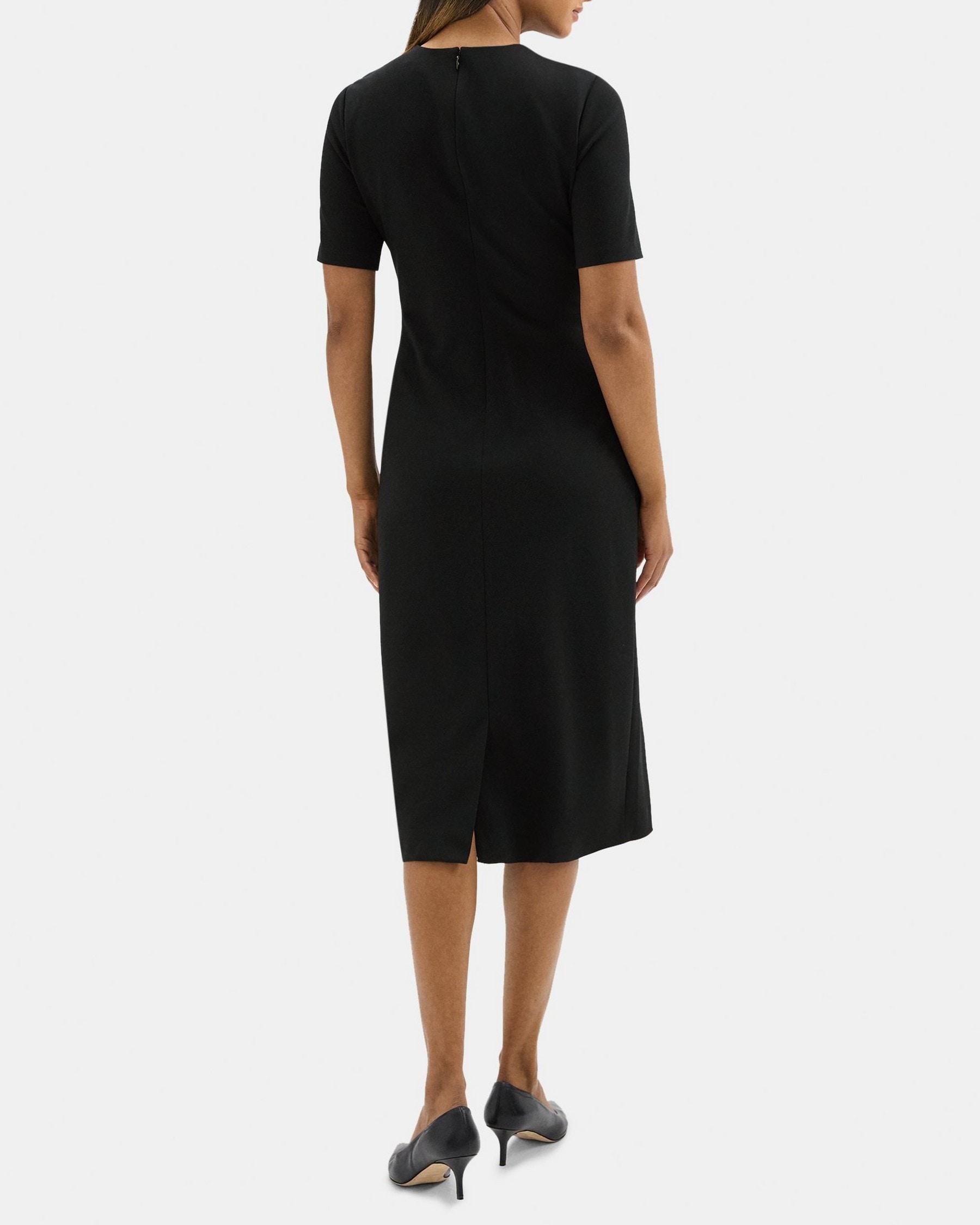 Gathered Sheath Dress in Stretch Knit Ponte Product Image