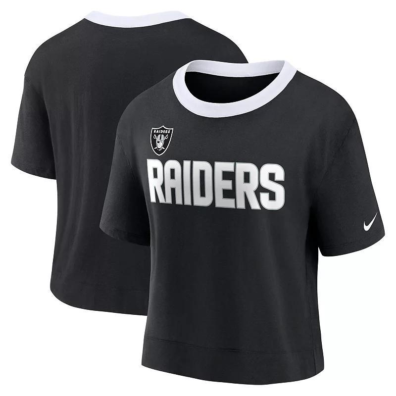 Womens Nike Black Las Vegas Raiders High Hip Fashion Cropped Top Product Image