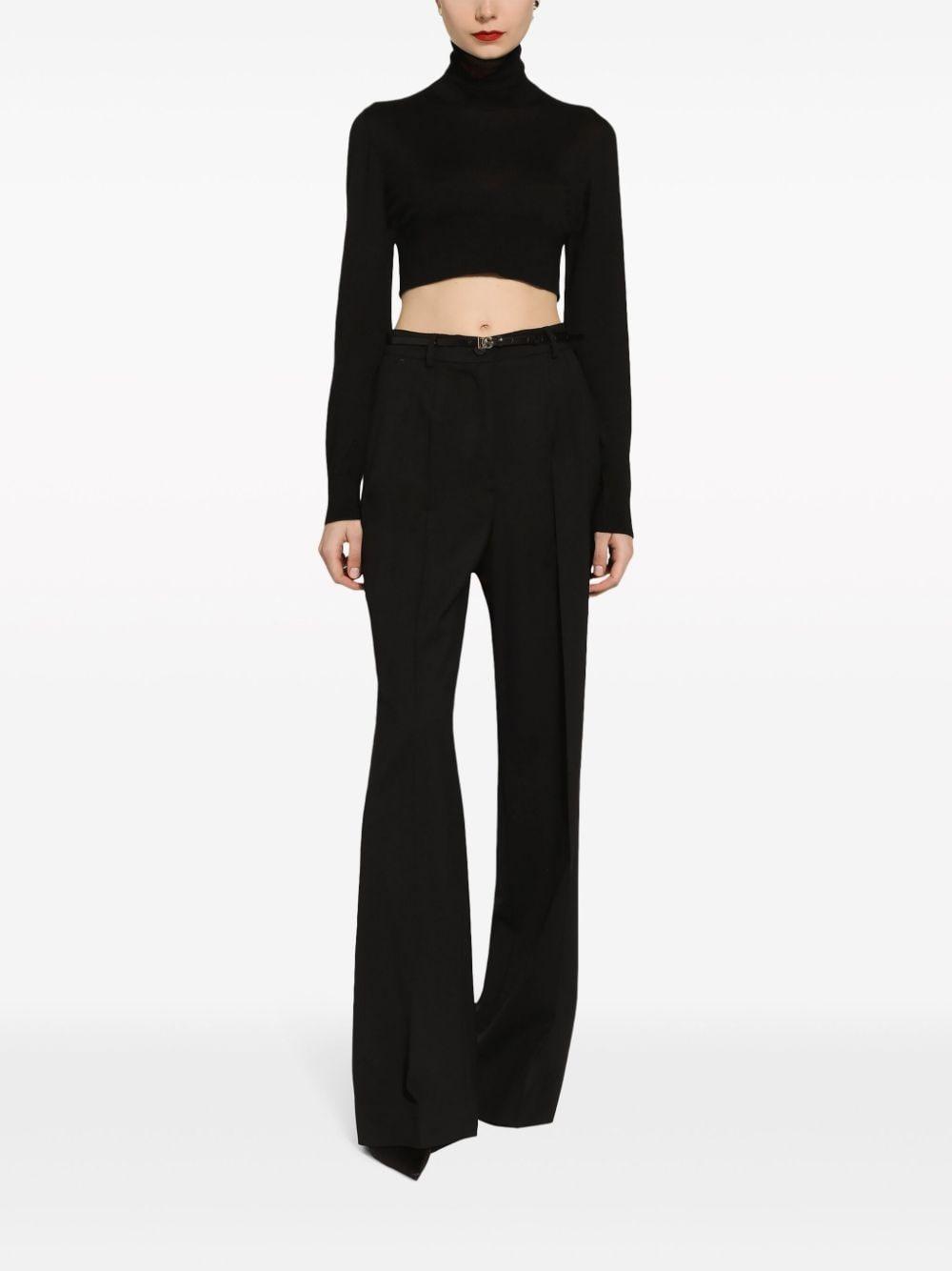 Pressed-crease Palazzo Pants In Black Product Image