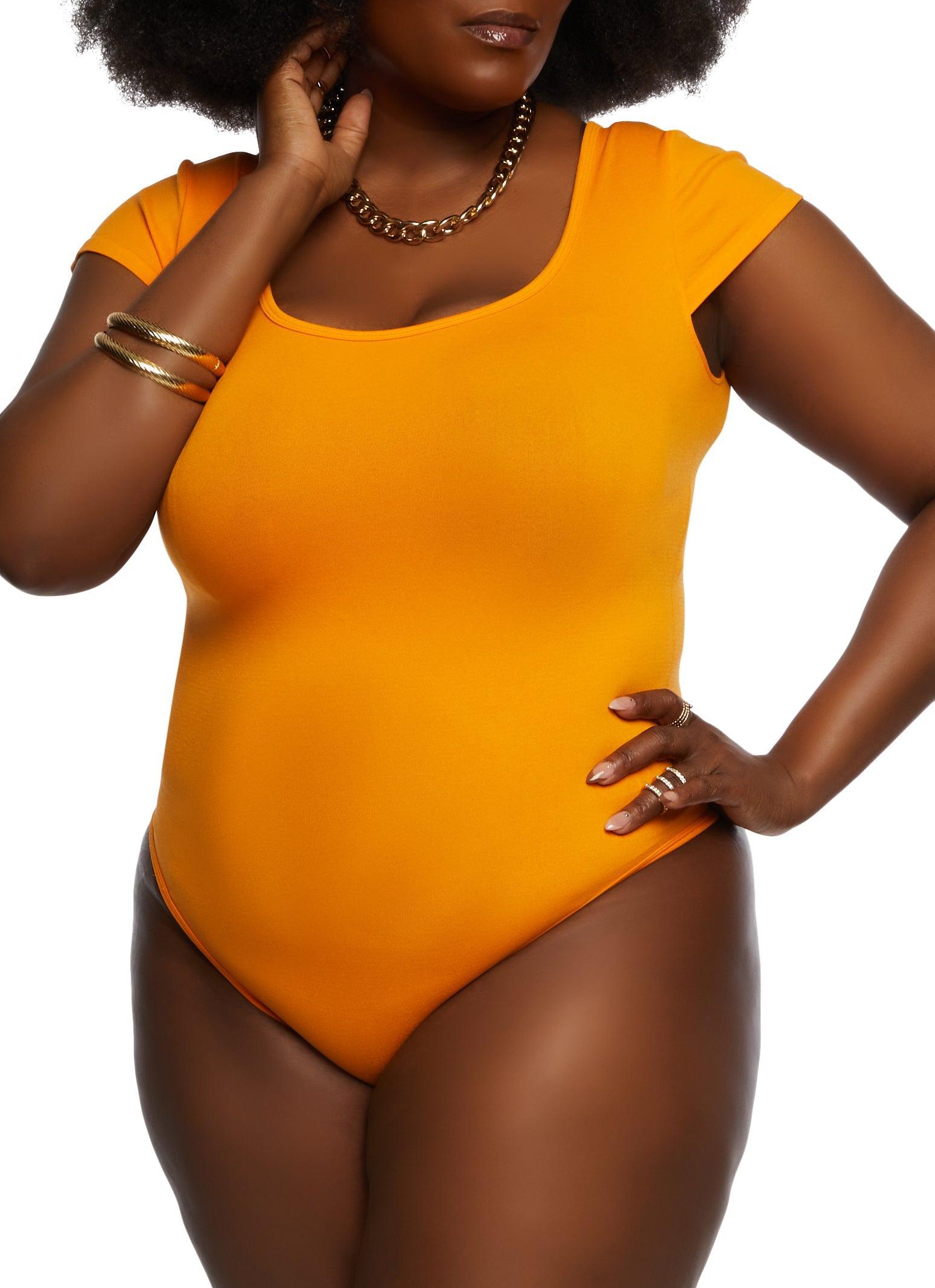 Womens Plus Size Crew Neck Cross Back Bodysuit Product Image