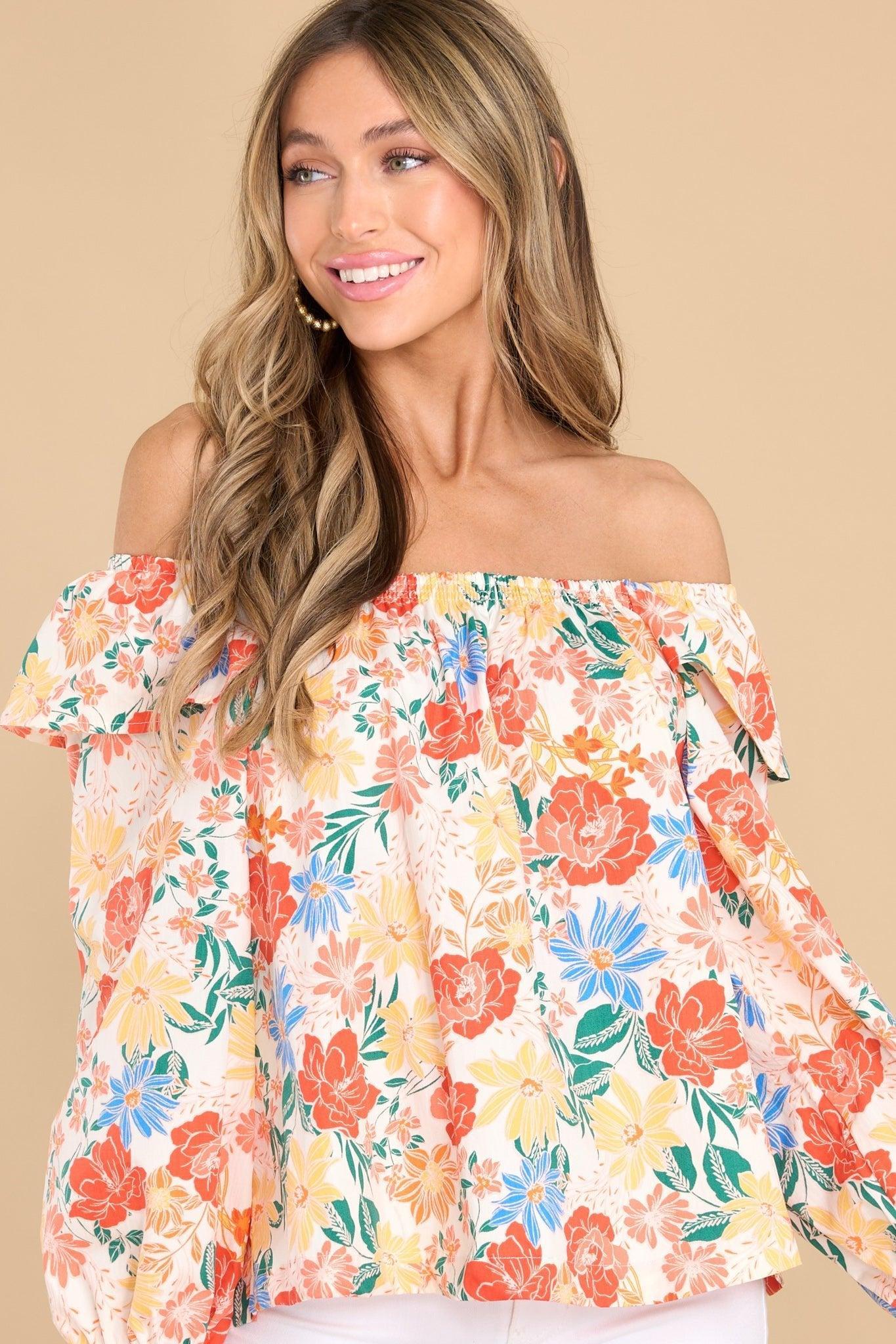 Honestly Truthfully Ivory Floral Print Top Product Image