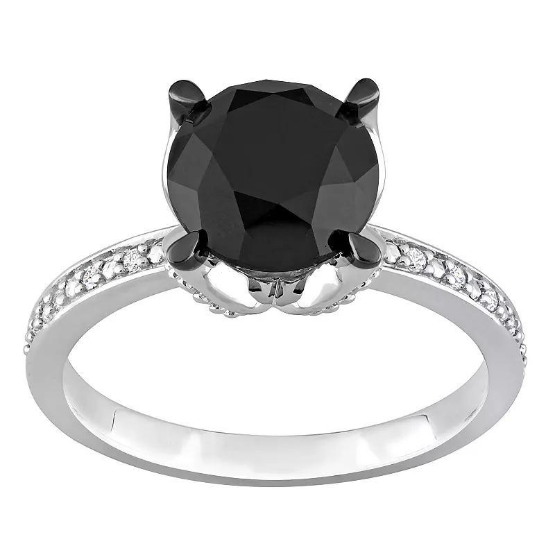 Stella Grace 14k White Gold 3 Carat T.W. Black & White Diamond Engagement Ring, Womens Product Image