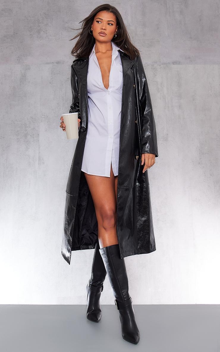 White Bell Cuff Oversized Shirt Dress Product Image