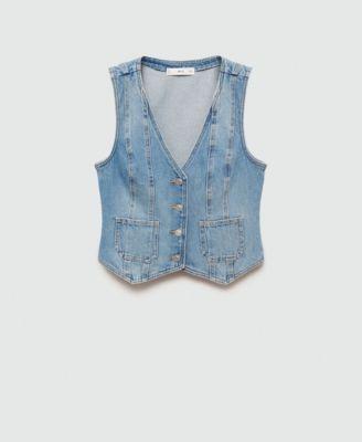 Mango Womens Pockets Detail Denim Vest Product Image