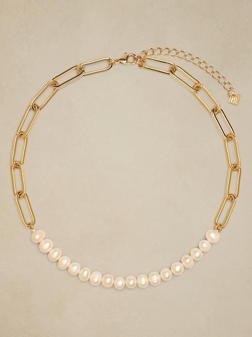 Pearl Chain Link Necklace Product Image