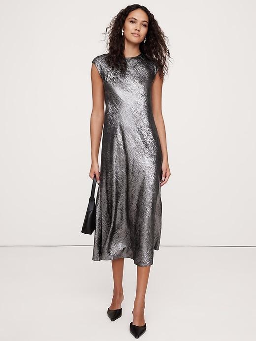 Bias-Cut Satin Midi Dress Product Image