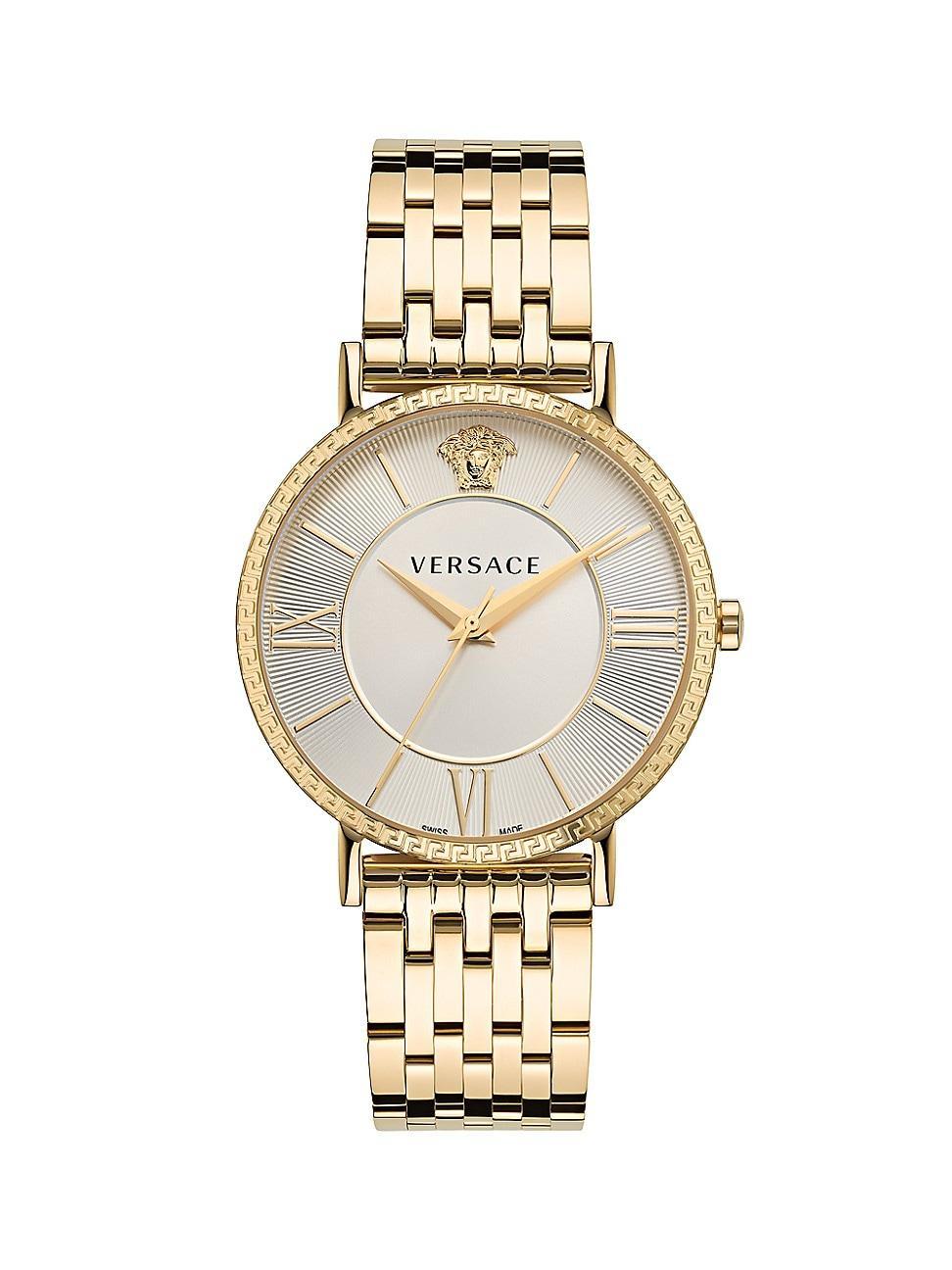 Versace Mens Swiss Gold Ion Plated Stainless Steel Bracelet Watch 42mm - Gold Product Image