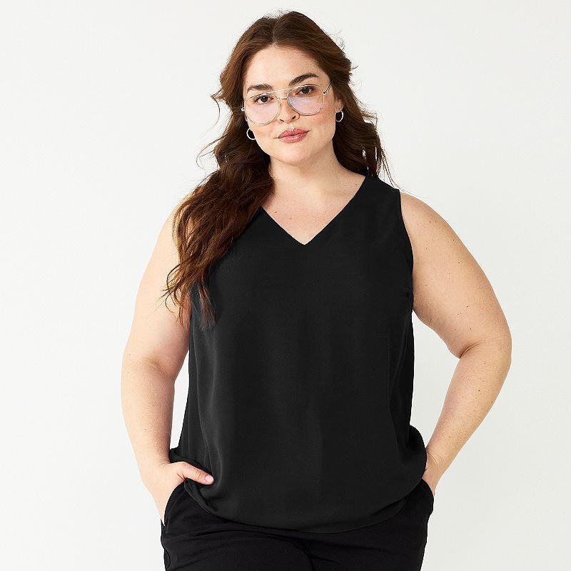 Plus Size Nine West Essential V-Neck Tank Top, Womens Product Image