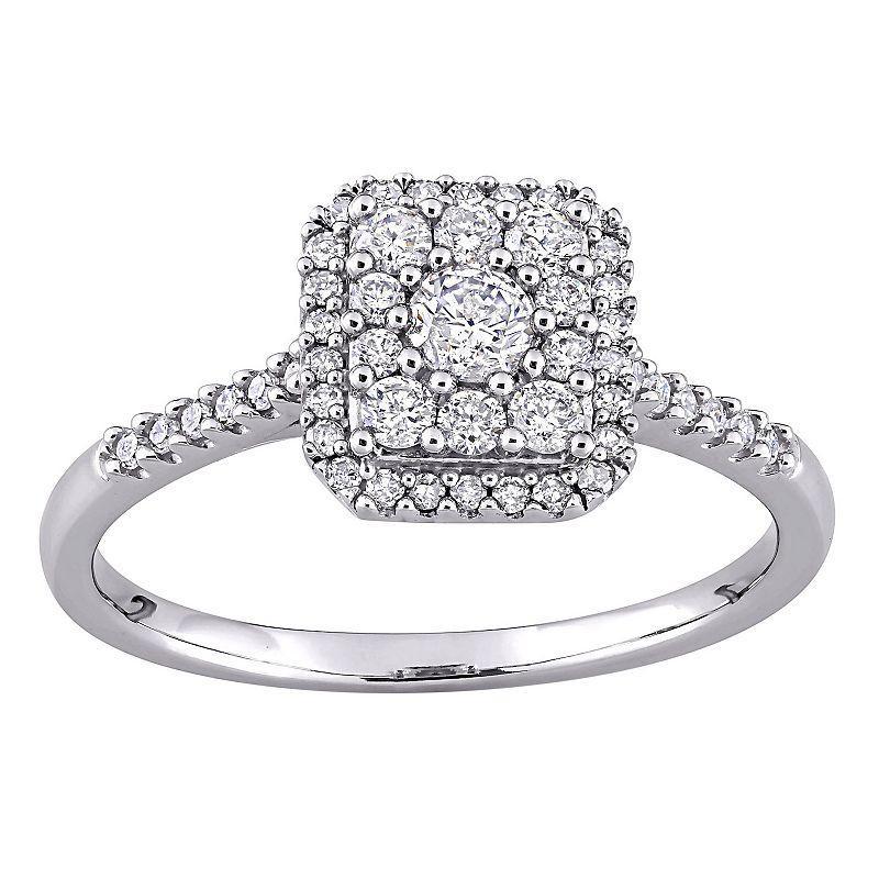 Stella Grace 10k White Gold 1/2 Carat T.W. Diamond Cluster Engagement Ring, Womens 10k Gold Product Image