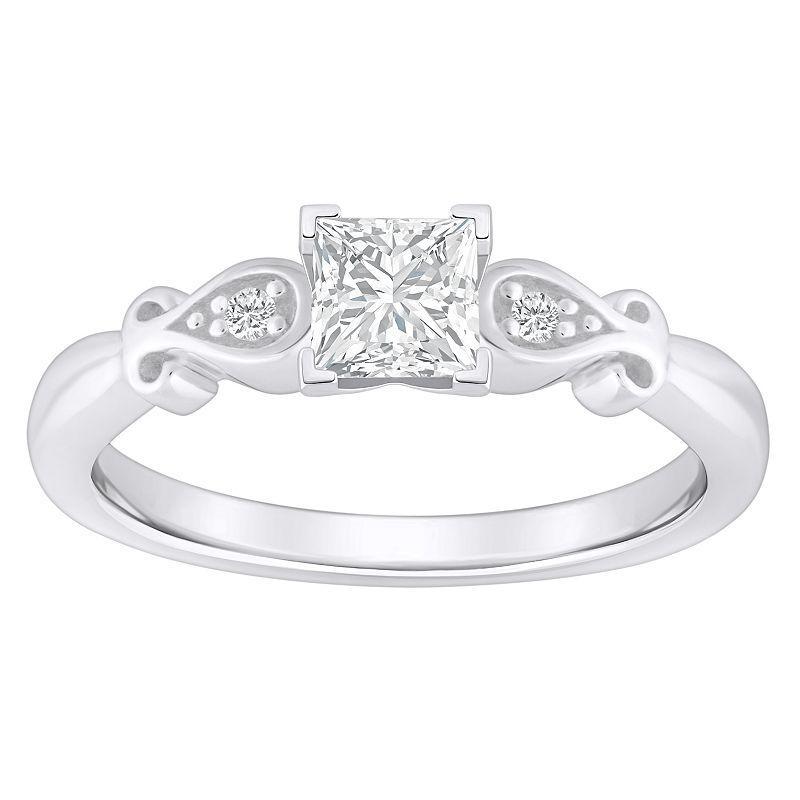 Alyson Layne 14k Gold 1/2 Carat T.W. Diamond Princess Cut Engagement Ring, Womens White Gold Product Image