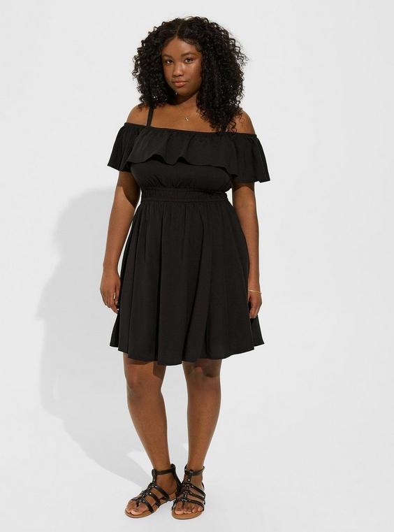 Mini Washable Challis Off Shoulder Skater Dress Product Image