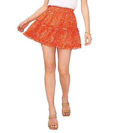 1. STATE Tiered Paisley Print A-Line Tiered Coordinating Mini Skirt Product Image