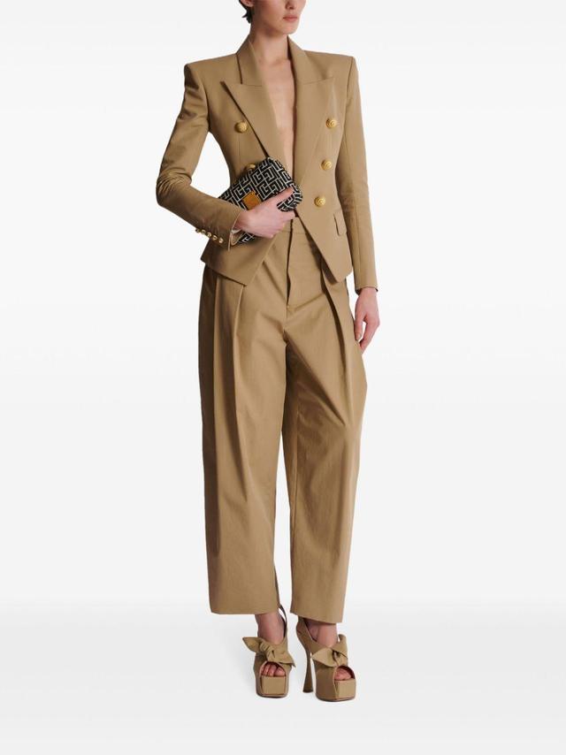 BALMAIN Buttoned Double-breasted Blazer In Brown Product Image