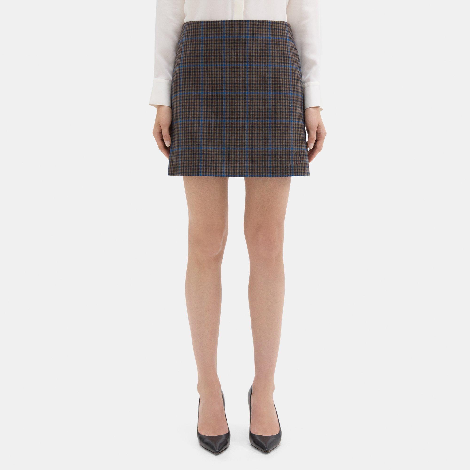 Windowpane Wool-Blend Mini Skirt | Theory Outlet Product Image