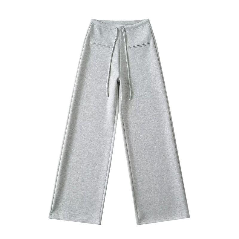 Drawstring Waist Wide Leg Sweatpants Product Image