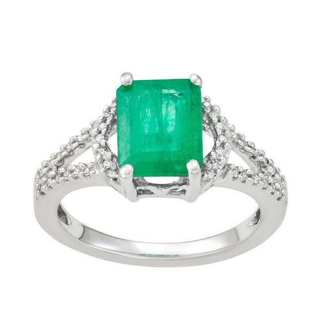 14k White Gold 2 1/3 Carat T.W. Diamond & Emerald Ring, Womens Product Image