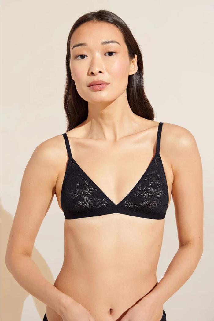 Soft Stretch Recycled Lace Triangle Bralette & Thong Set Product Image