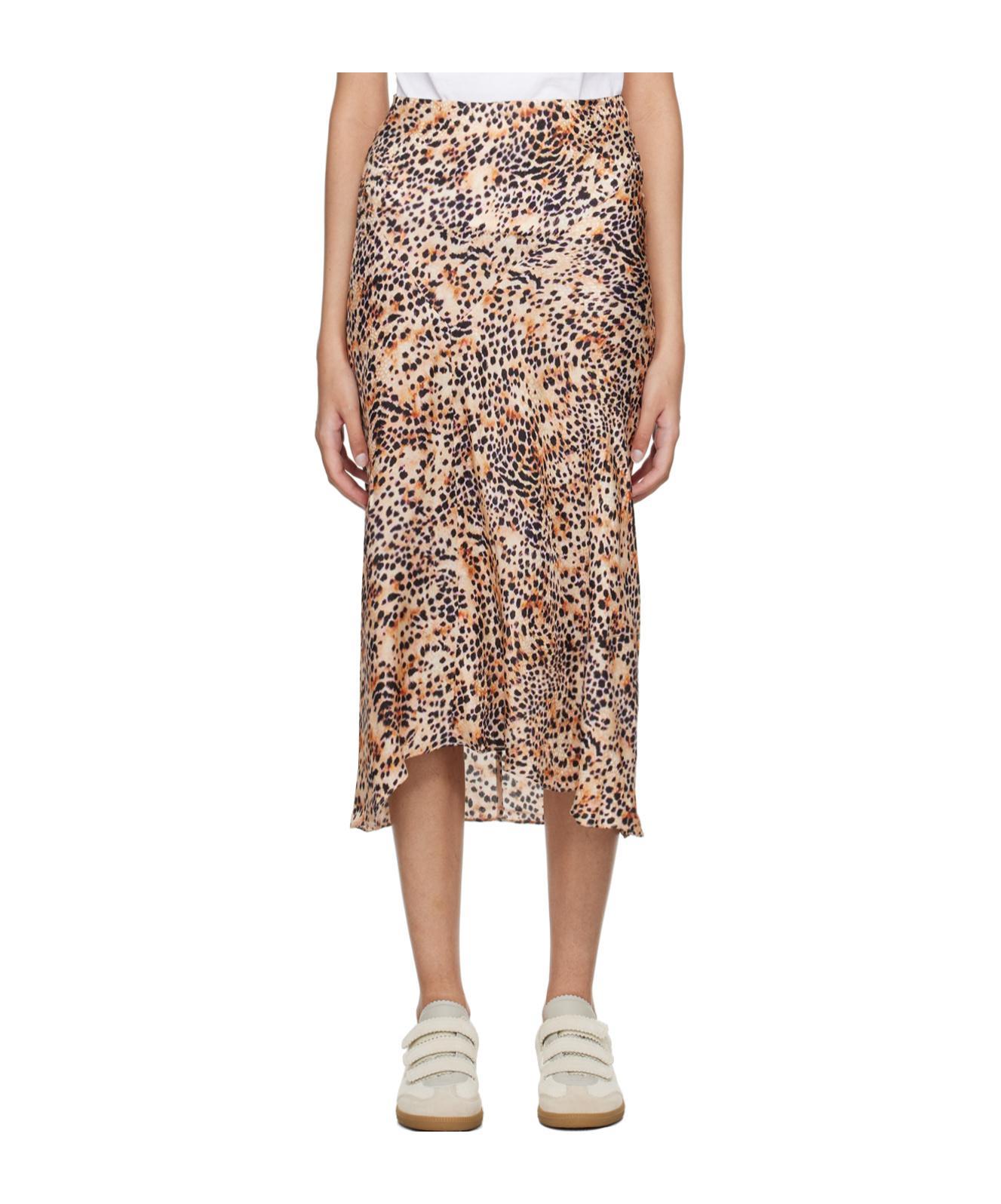 ISABEL MARANT Animal-print High-low Midi Skirt In Nude Product Image