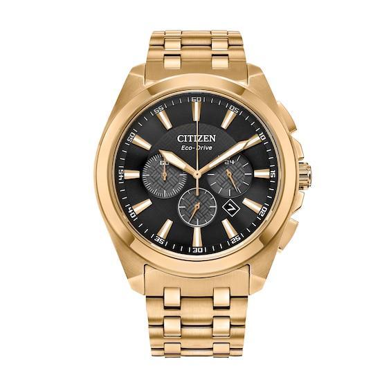 Men's Citizen Eco-DriveÂ® Classic Gold-Tone Chronograph Watch with Black Dial (Model: Ca4512-50E) Product Image