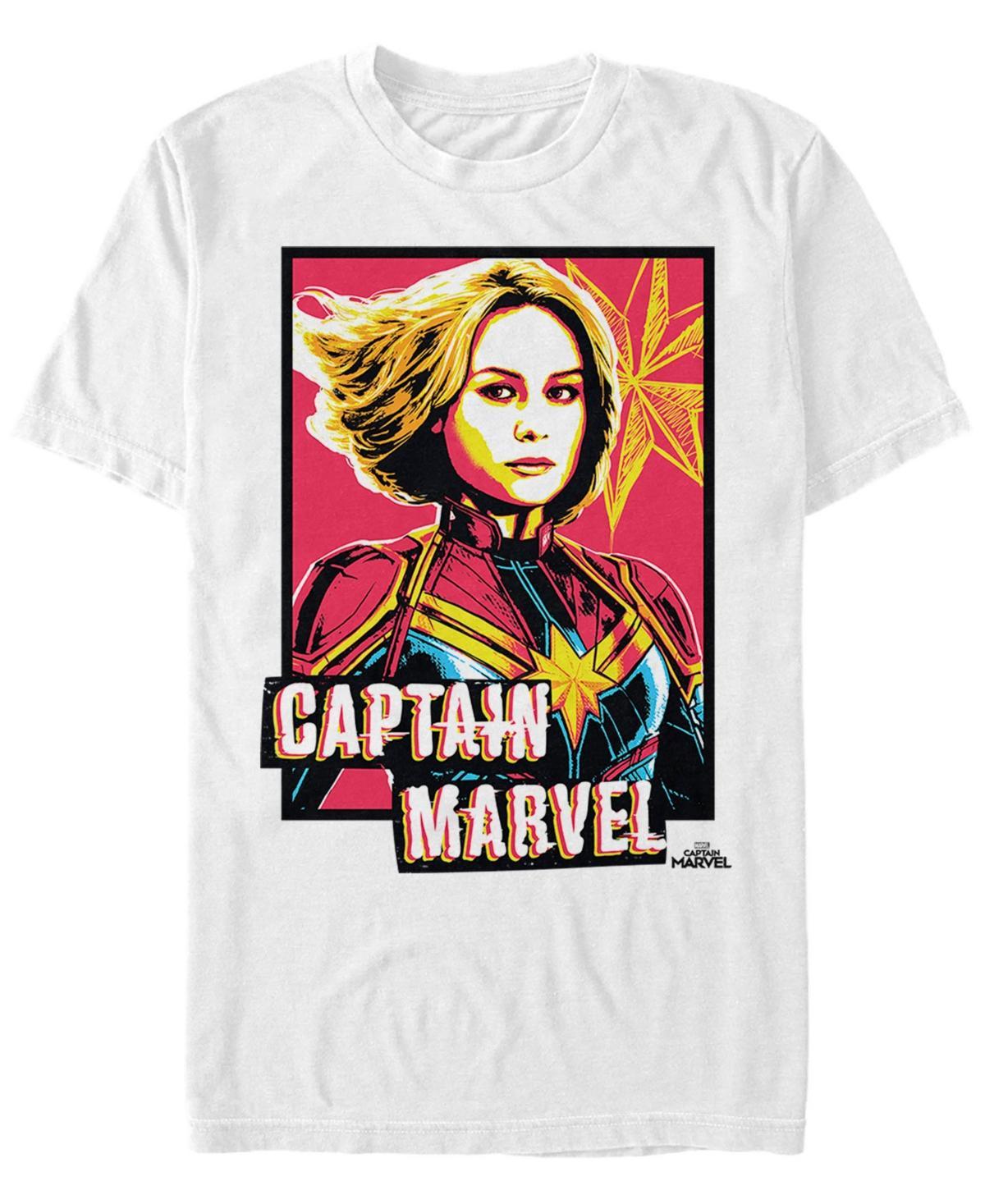 Marvel Mens Captain Marvel Neon Captain Marvel Front Profile Short Sleeve T-Shirt Product Image