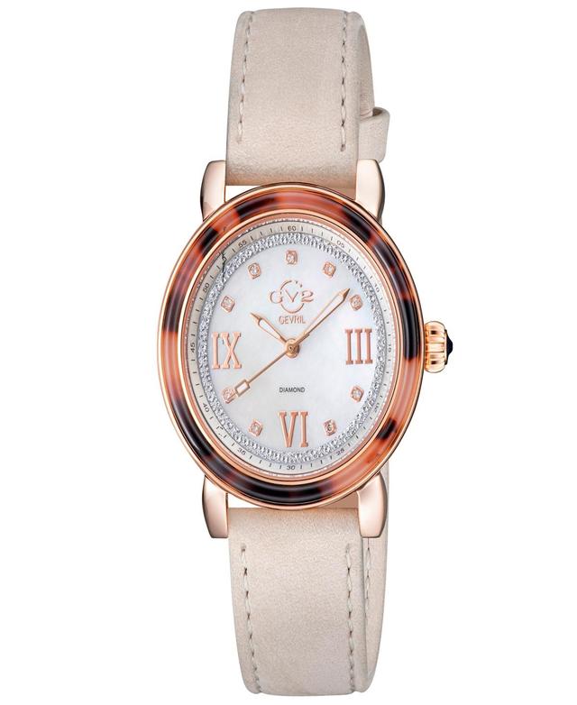 GV2 by Gevril Womens Marsala Tortoise Ivory Leather Watch 36mm Product Image