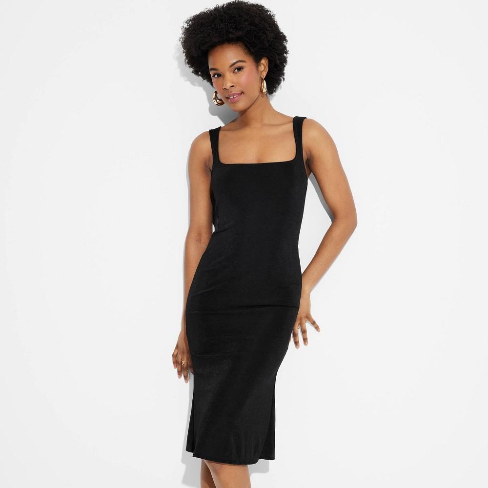 Womens Square Neck Midi Dress - Wild Fable Black XL Product Image