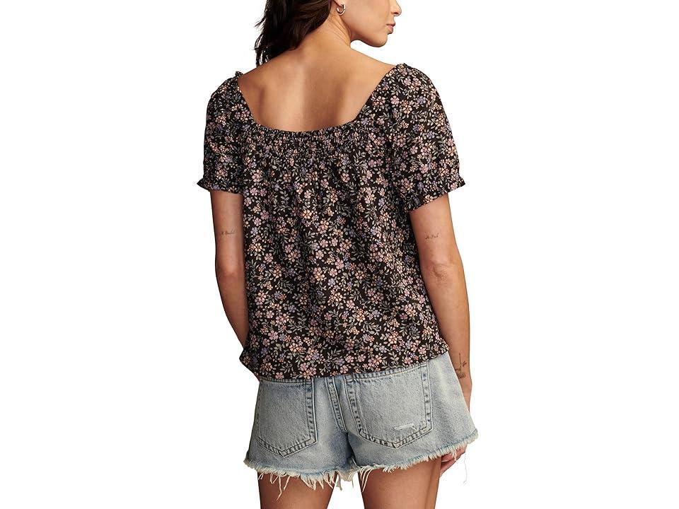 Lucky Brand Womens Cotton Printed Short-Sleeve Top Product Image