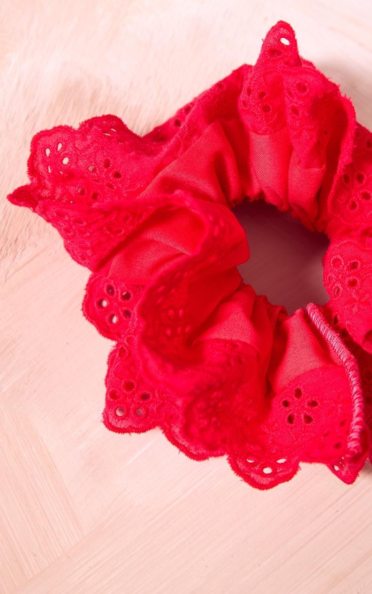 Bright Red Layered Detail Oversized Scrunchie Product Image