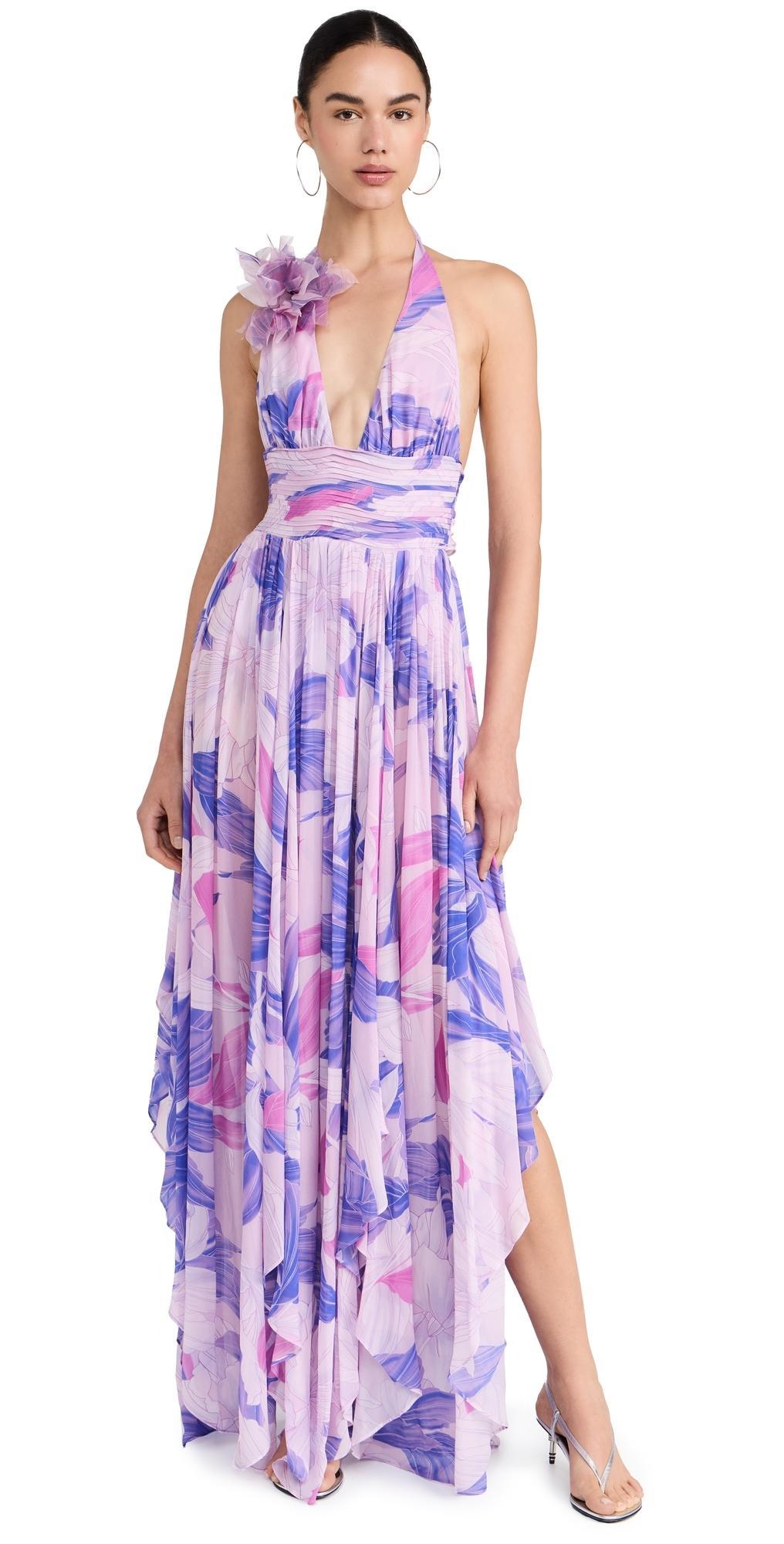 Rasha Chiffon Dress Lavender Botanical Product Image