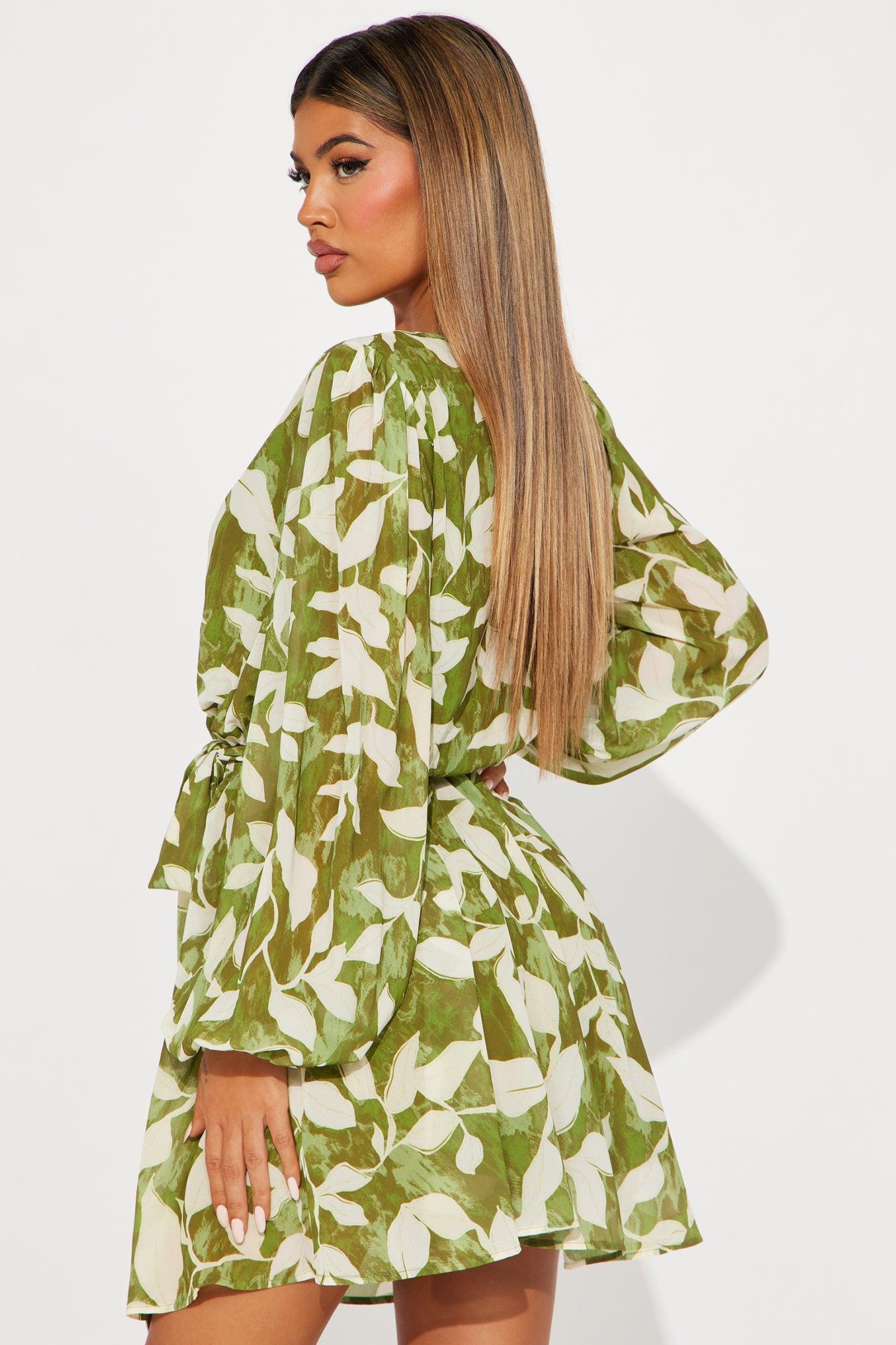 Take Me To Belize Mini Dress - Olive/combo Product Image