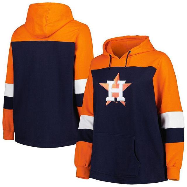 Womens Houston Astros Plus Size Colorblock Pullover Hoodie Blue Product Image