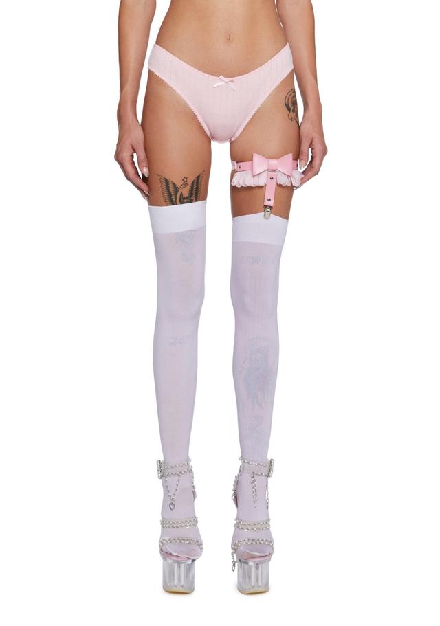 Sugar Thrillz Stretchy Pointelle Knit Picot Trim Panty - Pink Product Image