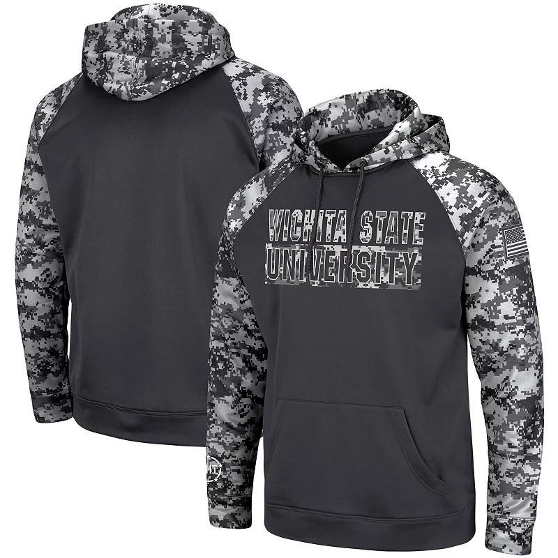 Mens Colosseum Charcoal Wichita State Shockers OHT Military Appreciation Digital Camo Pullover Hoodie Product Image