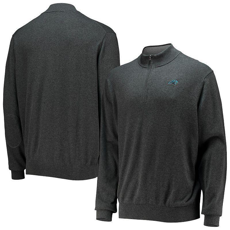 Mens Cutter & Buck Charcoal Carolina Panthers Lakemont Tri-Blend Quarter-Zip Jacket Product Image