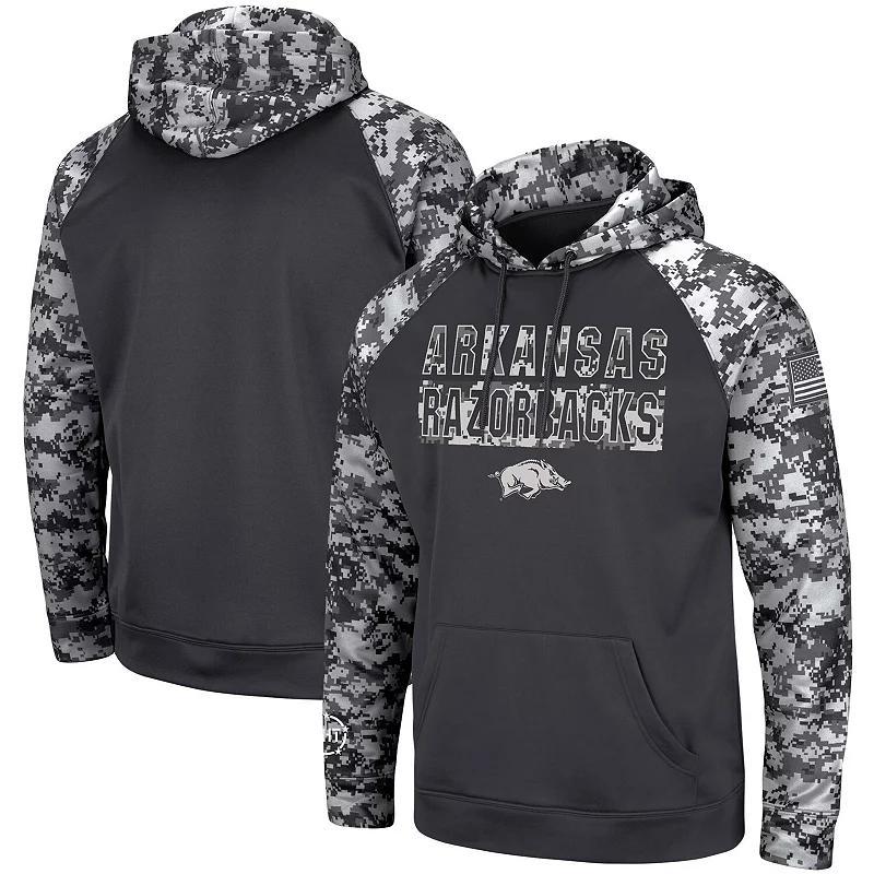 Mens Colosseum Arkansas Razorbacks OHT Military Appreciation Digital Camo Pullover Hoodie Grey Product Image