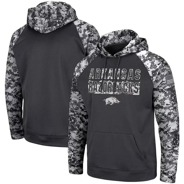 Mens Colosseum Charcoal Arkansas Razorbacks OHT Military Appreciation Digital Camo Pullover Hoodie Product Image