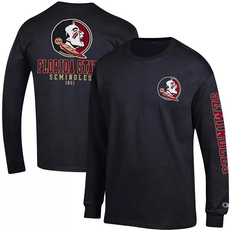 Mens Champion Black Florida State Seminoles Team Stack Long Sleeve T-shirt Product Image