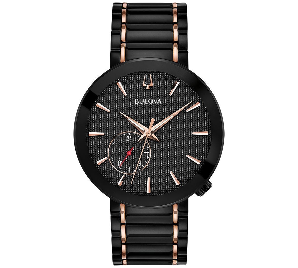 Bulova Mens Special Latin Grammy Edition Dress Black & Rose Gold-Tone Stainless Steel Bracelet Watch 42mm Product Image