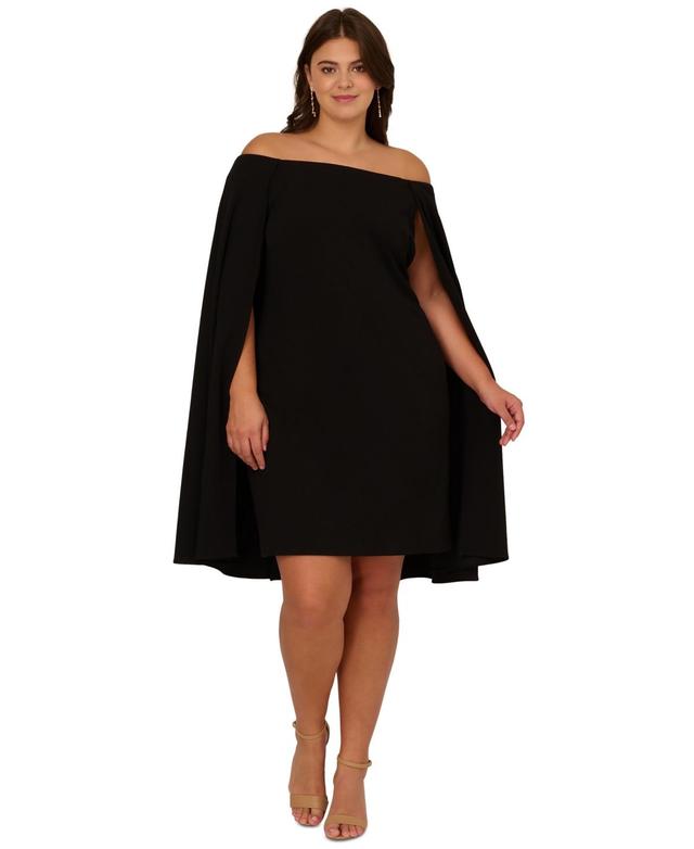 Adrianna Papell Womens Off-The-Shoulder Cape Dress Product Image