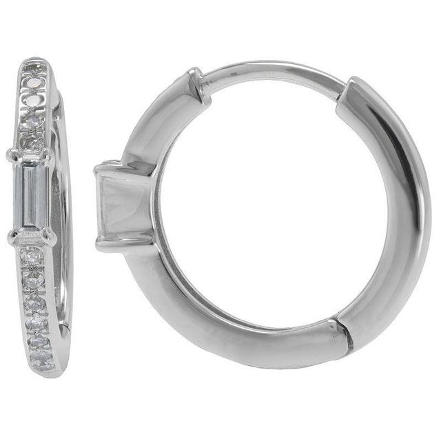 Luxle 14k White Gold 1/5 Carat T.W. Diamond Baguette Hoop Earrings, Womens Product Image