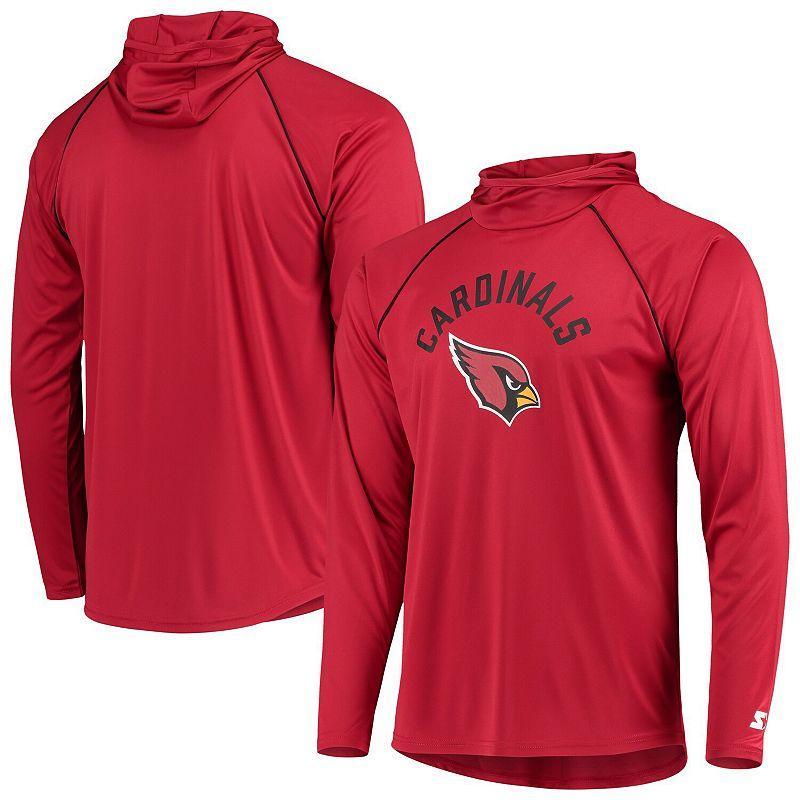 Mens Starter Cardinal Arizona Cardinals Raglan Long Sleeve Hoodie T-Shirt Product Image