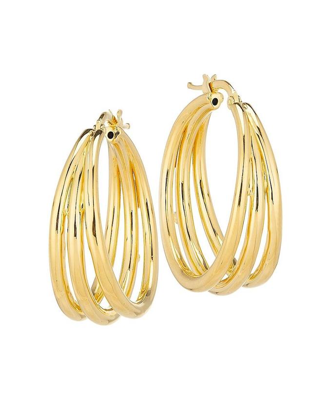 Womens 18K Yellow Gold Triple Hoop Earrings Product Image