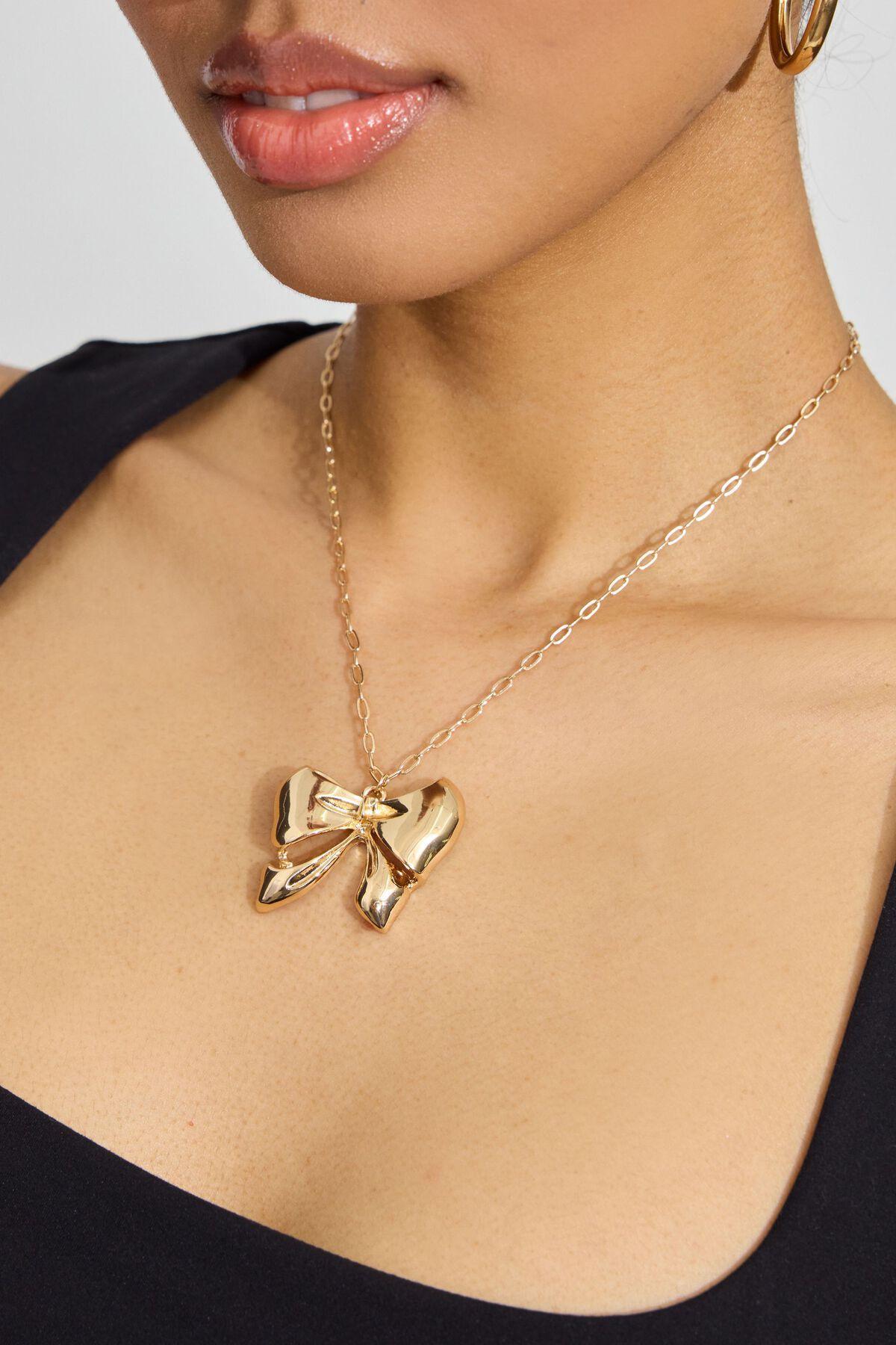 Oversized Metal Bow Necklace Product Image