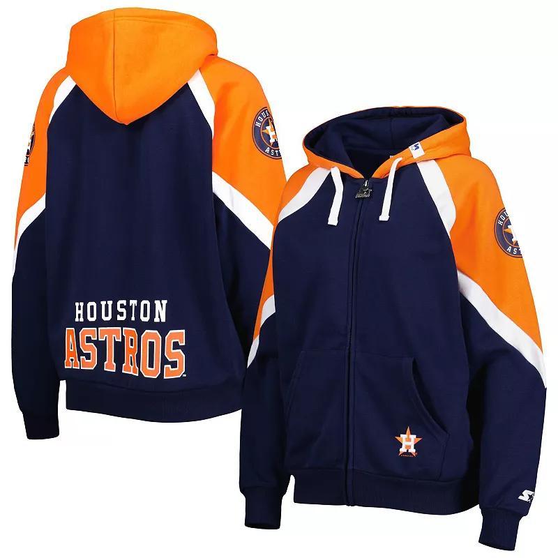 Womens Starter /Orange Houston Astros Hail Mary Full-Zip Hoodie Blue Product Image