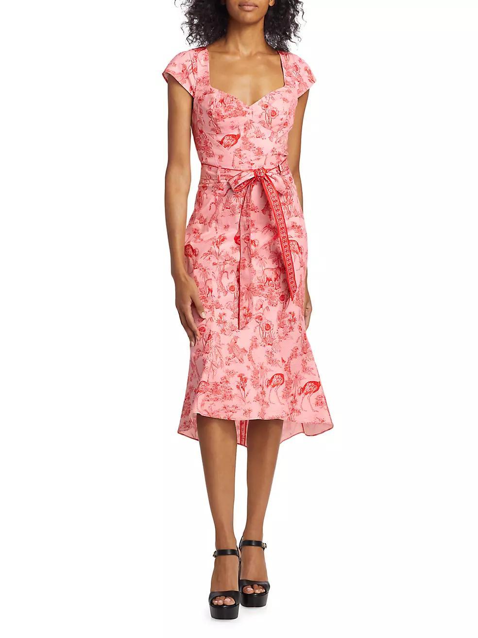 Marchesa Rosa Daylily Cotton-Blend Midi-Dress Product Image