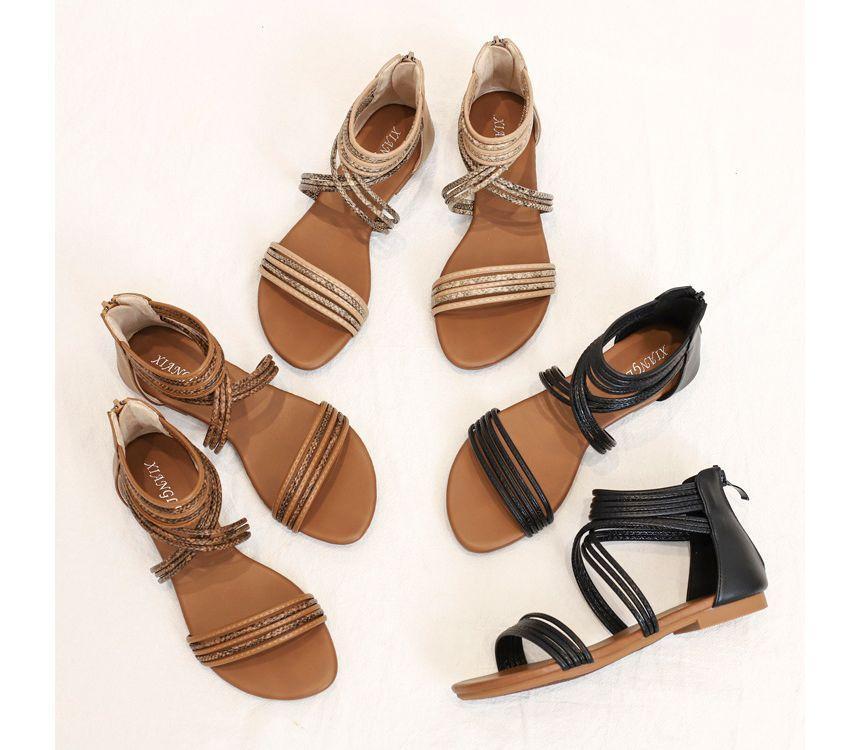 Snakeskin Print Ankle Strap Sandals Product Image